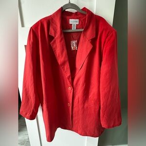 J.G. Hook Vintage  Linen Blend Lined Blazer Size 28W NWT Preppy Business Casual